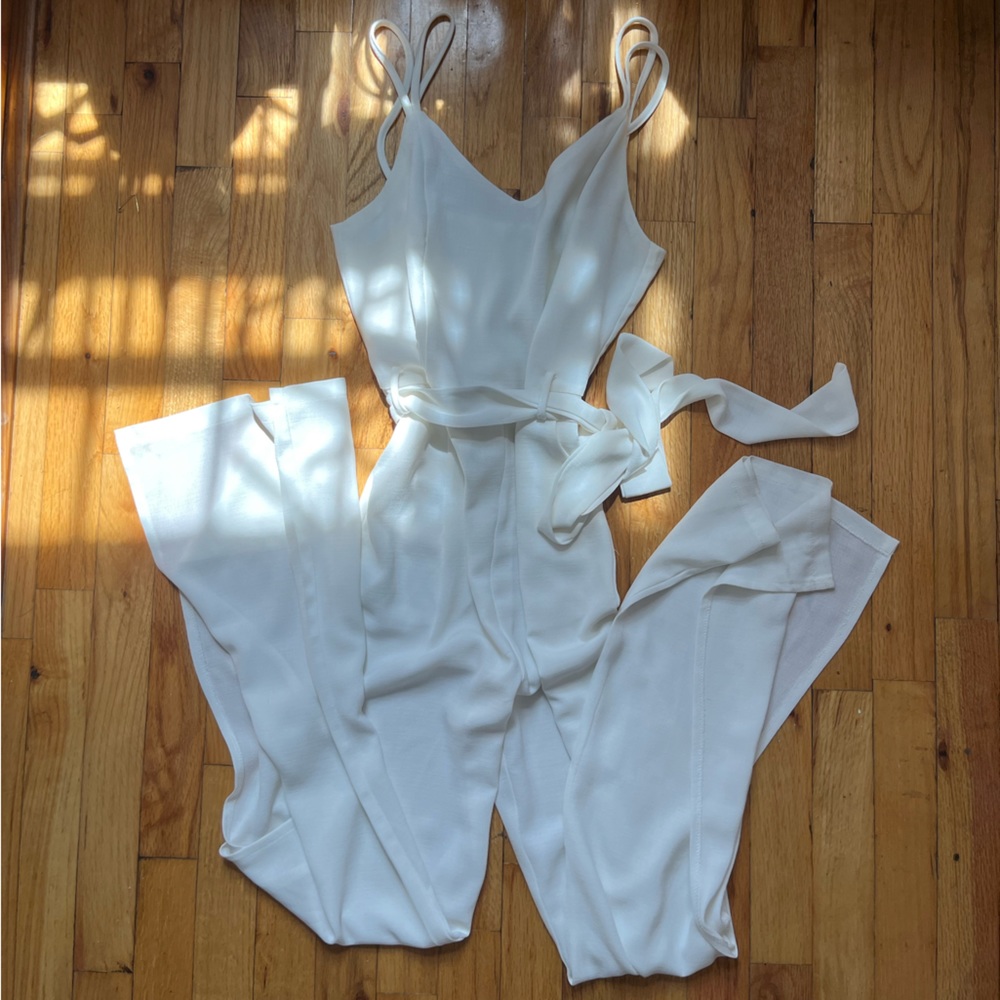 Eight Paris white tie belt jumpsuit size small